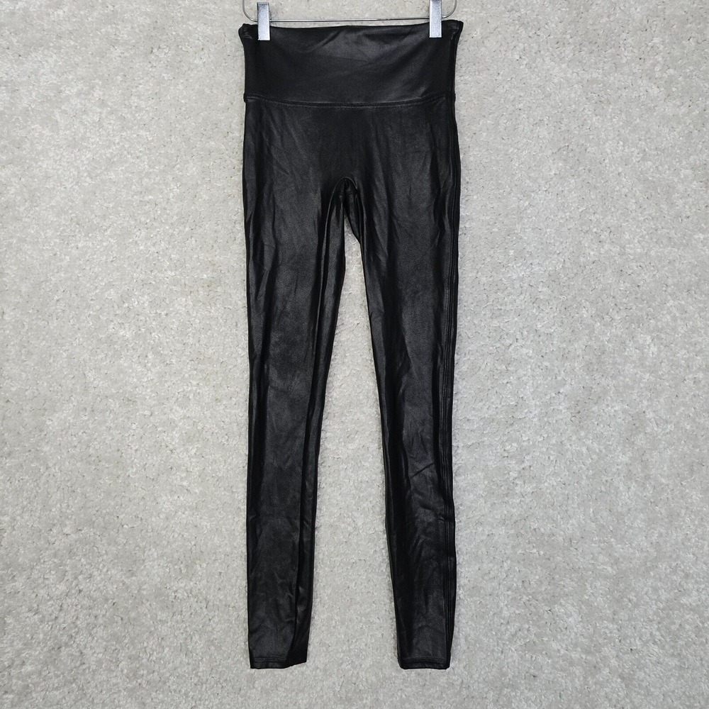 Spanx Womens Faux Leather Leggings Size S Black High‎ Rise Pull On Clubwear